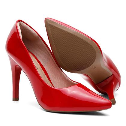 Imagem de Sapato Scarpin Verniz Salto Alto Fino Leve Conforto Classico