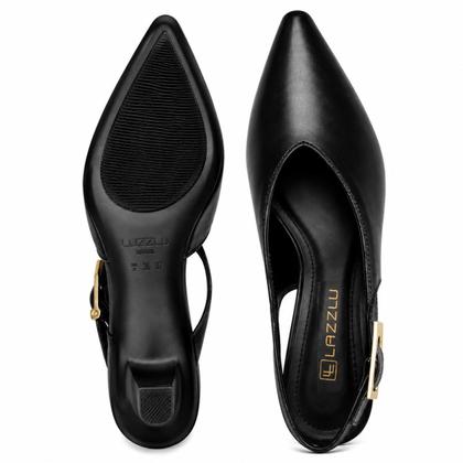 Imagem de Sapato Slingback Feminino Bico Fino Salto Baixo Scarpin Confortável