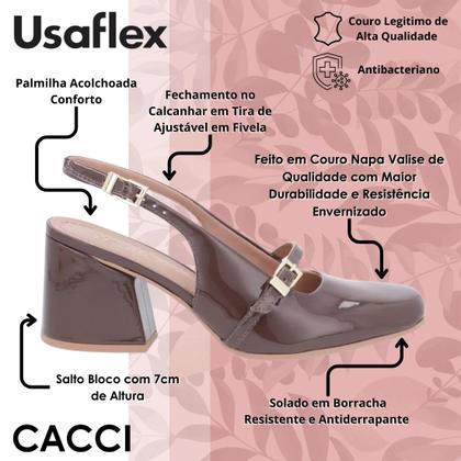Imagem de Sapato Slingback Feminino Conforto Verniz Couro Usaflex