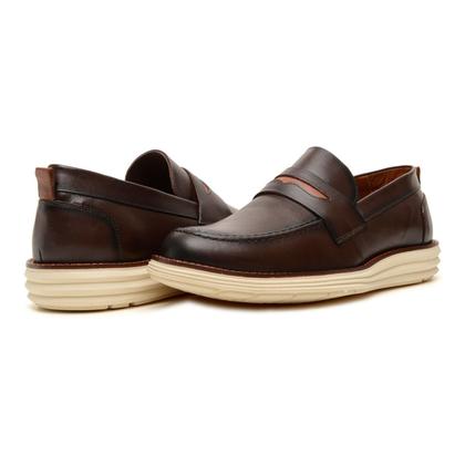 Imagem de Sapato Social Casual Loafer Masculino Derby Em Couro Cafe