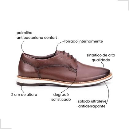 Imagem de Sapato Social Casual Masculino Derby Confort Couro Executivo