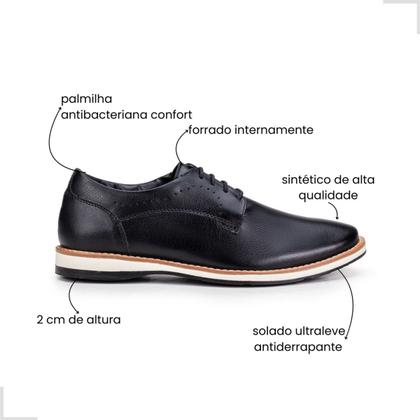 Imagem de Sapato Social Casual Masculino Derby Confort Couro Executivo