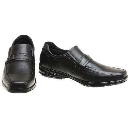 Imagem de Sapato Social Conforto Couro Masculino Forrado Com Espuma Elastico Calce Facil