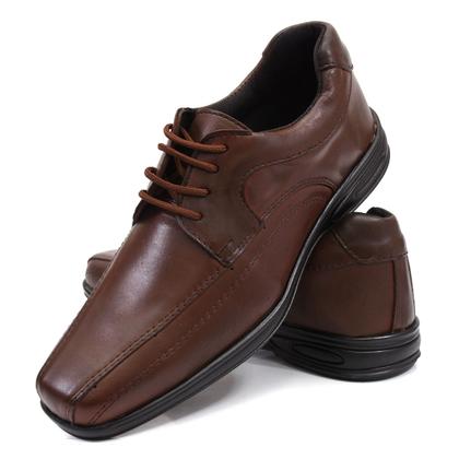 Imagem de Sapato Social COURO Kit Carteira Relógio Cinto Preto Marrom Elegante Casual Conforto