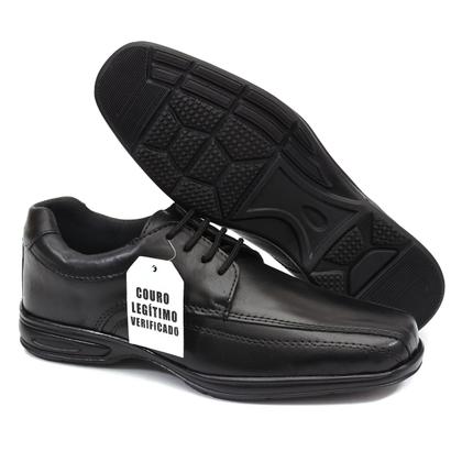 Imagem de Sapato Social Elegante COURO Masculino Preto Marrom Estilo Conforto + Carteira Slim