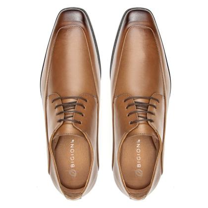Imagem de Sapato Social em Couro Bigioni com Cadarço Basico Bico Redondo e Sola Leve