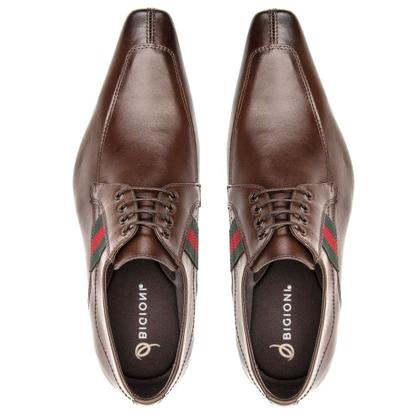 Imagem de Sapato Social em Couro Bigioni com Cadarço Detalhe Lateral e Bico Fino