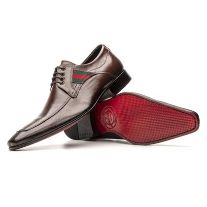 Imagem de Sapato Social em Couro Bigioni com Cadarço Detalhe Lateral e Bico Fino