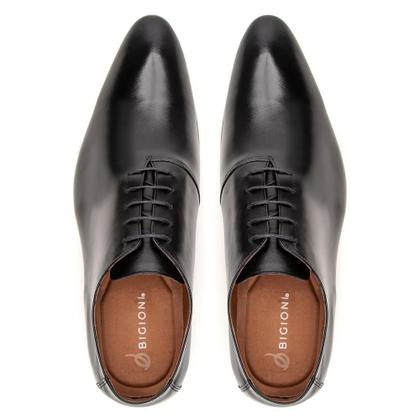 Imagem de Sapato Social em Couro Liso Bigioni com Cadarço Bico Redondo Fino