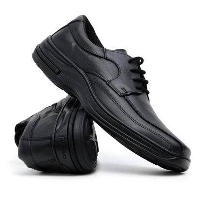 Imagem de Sapato Social Masculino Couro De Amarrar Sola Macia Confortável