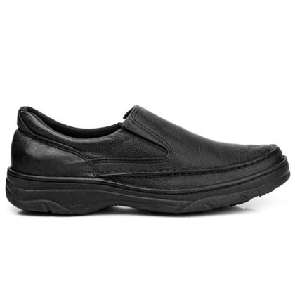 Imagem de Sapato Social Masculino Couro Legítimo Sem Cadarço Conforto Ortopedico Elástico Calce Facil Macio