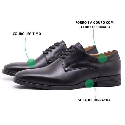 Imagem de Sapato Social Masculino Derby Até 45 Confortável Rick Avalon em Couro Preto
