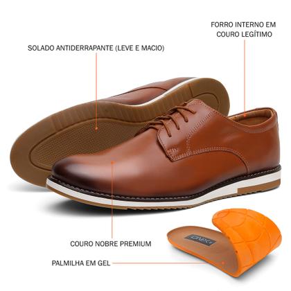 Imagem de Sapato Social Masculino Em Couro Oxford Casual Kit Cinto