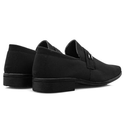 Imagem de Sapato Social Masculino Nobuck Preto Semi Brogue Calçar Elástico Trabalho Festa Escritório