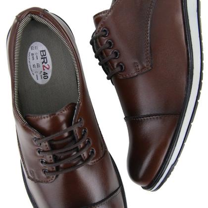 Imagem de Sapato Social Masculino Oxford Cap Toe Italiano Elegante Macio Confortável Trabalho Café