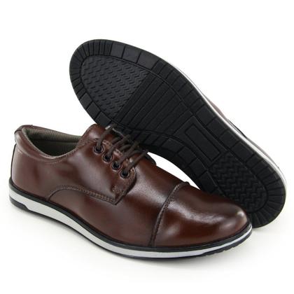 Imagem de Sapato Social Masculino Oxford Cap Toe Italiano Elegante Macio Confortável Trabalho Café