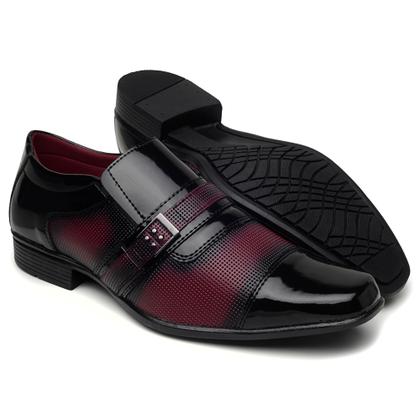 Imagem de sapato social masculino preto com vinho + cinto social