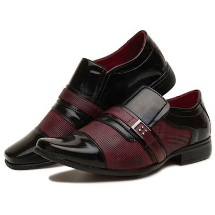Imagem de sapato social masculino preto com vinho + cinto social
