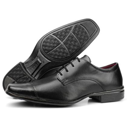 Imagem de Sapato social masculino preto modelo de amarrar + cinto social preto