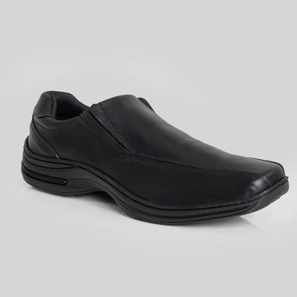 Imagem de Sapato Social Masculino Preto Ortopédico em Couro Legítimo Confortável e Leve