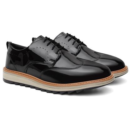 Imagem de Sapato Social Masculino Preto Verniz Brilho Casual Moderno