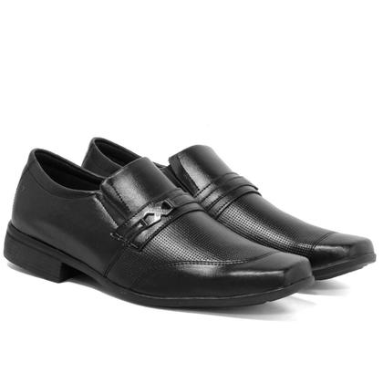 Imagem de Sapato Social Masculino Siroco Semi Brogue Preto e Marrom/Cappuccino Elegante e Confortável