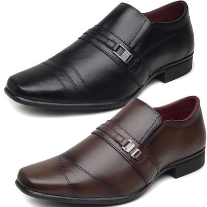 Imagem de Sapato social masculino Sollano kit 2 pares preto e cappuccino tamanho 37 ao 44