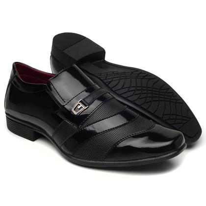 Imagem de Sapato social masculino Sollano kit 3 pares preto verniz  tamanho 37 ao 44