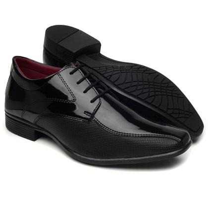 Imagem de Sapato social masculino Sollano kit 3 pares preto verniz  tamanho 37 ao 44