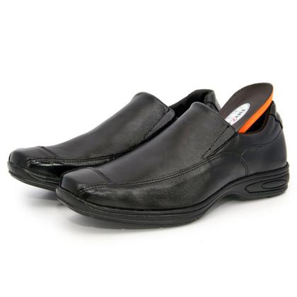 Imagem de Sapato Social Mocassim Liso Masculino Confort Gel Couro Preto