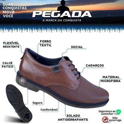 Imagem de Sapato Social Oxford Derby Masculino Pegada PGD Microfibra Leve e Confortável 175101