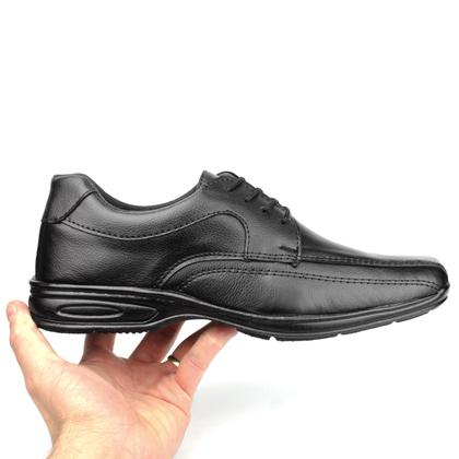 Imagem de Sapato Social Oxford Masculino Casual Preto Cadarço Palmilha Anatômica