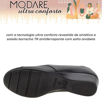 Imagem de Sapato Social Preto Feminino Modare Anabela Salto Baixo Branco Ultra Conforto e Segurança 7014.229