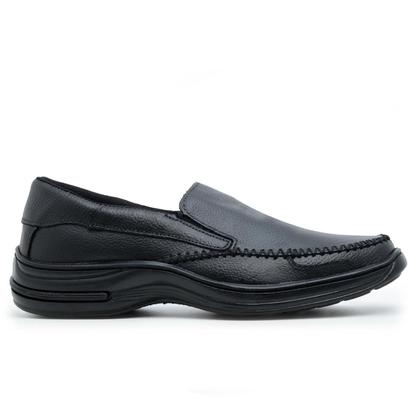 Imagem de Sapato Social Sapatilha Masculino Couro Elástico Calçar Slip On Confortável Bico Quadrado