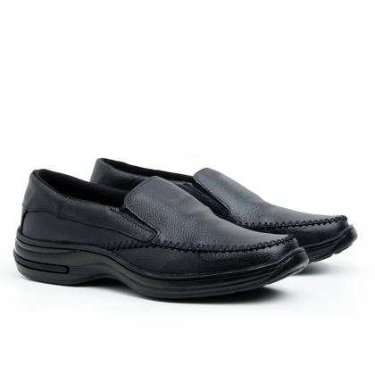 Imagem de Sapato Social Sapatilha Masculino Couro Elástico Calçar Slip On Confortável Bico Quadrado