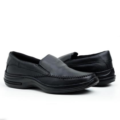 Imagem de Sapato Social Sapatilha Masculino Couro Elástico Calçar Slip On Confortável Bico Quadrado