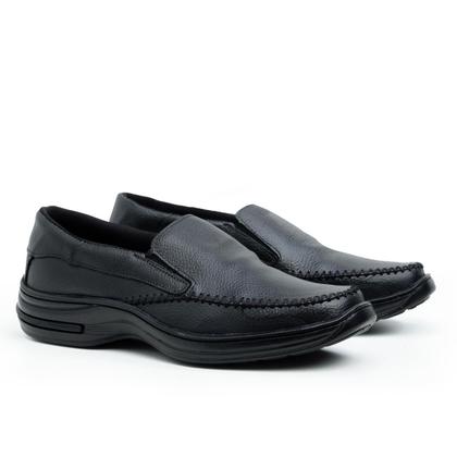 Imagem de Sapato Social Sapatilha Masculino Couro Elástico Calçar Slip On Confortável Bico Quadrado