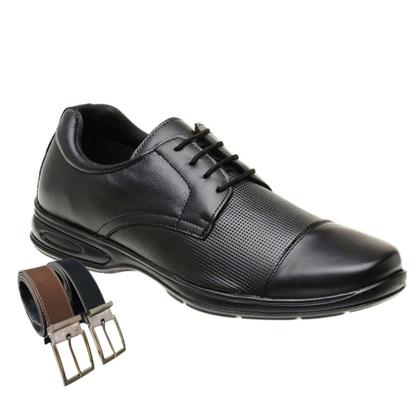 Imagem de Sapato Social Sola Confort Masculino Em Couro Com Cadarço Oxford + Cinto (SL5051)