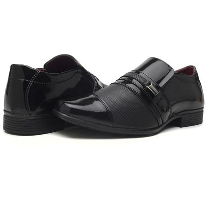 Imagem de Sapato Social Sollano em Verniz com Bico Quadrado Detalhe Textura e Metal