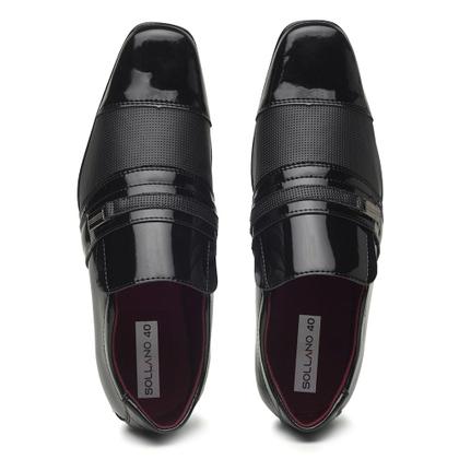 Imagem de Sapato Social Sollano em Verniz com Bico Quadrado Detalhe Textura e Metal