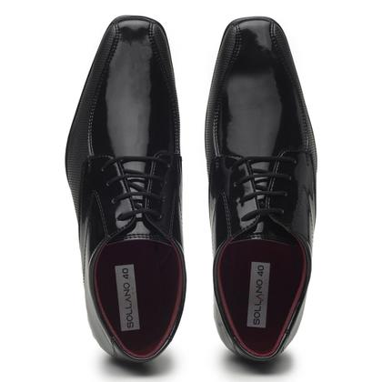 Imagem de Sapato Social Sollano em Verniz com Bico Quadrado Textura e Cadarço