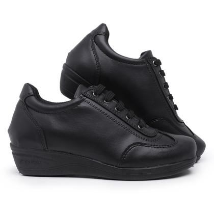 Imagem de Sapato Tênis Feminino Anatômico Ortopédico Salto Anabela Conforto Branco