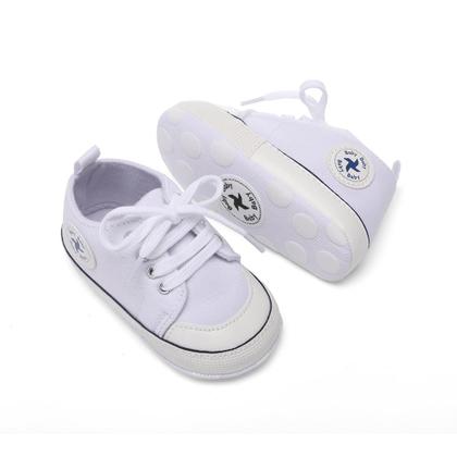 Imagem de Sapatos de bebê BEIDI A01 Lona antiderrapante branca para recém-nascidos