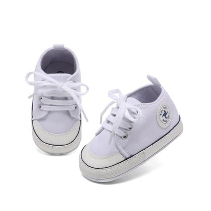 Imagem de Sapatos de bebê BEIDI A01 Lona antiderrapante branca para recém-nascidos