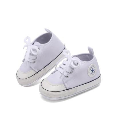 Imagem de Sapatos de bebê BEIDI A01 Lona antiderrapante branca para recém-nascidos