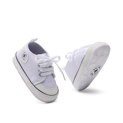 Imagem de Sapatos de bebê BEIDI A01 Lona antiderrapante branca para recém-nascidos