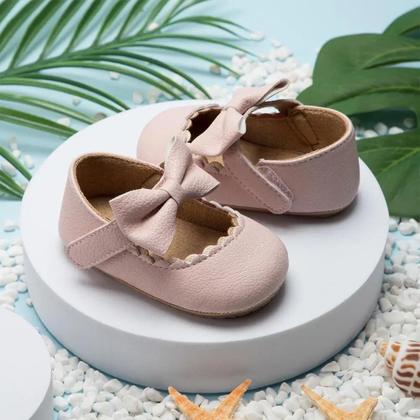 Imagem de Sapatos de Bebê Recém-Nascido - Antiderrapantes com Design Retro e Arco Princesa