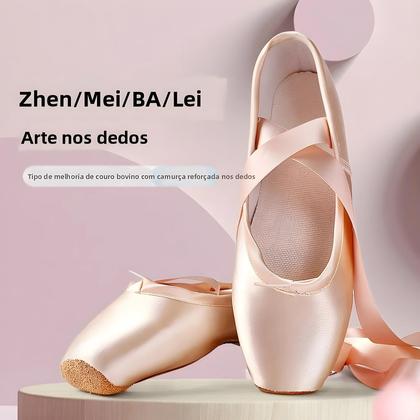 Imagem de Sapatos De Dança Profissional De Ballet Para Mulheres E Meninas Com Laços