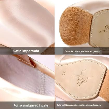 Imagem de Sapatos De Dança Profissional De Ballet Para Mulheres E Meninas Com Laços