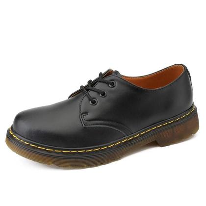 Imagem de Sapatos Derby Masculinos De Bico Redondo Largo, Botas De Couro Com Plataforma Robusta, Calçados